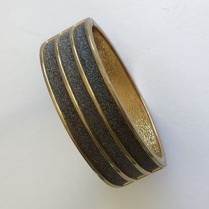 Modern Cuff Bracelet with Gold and Onyx Glitter